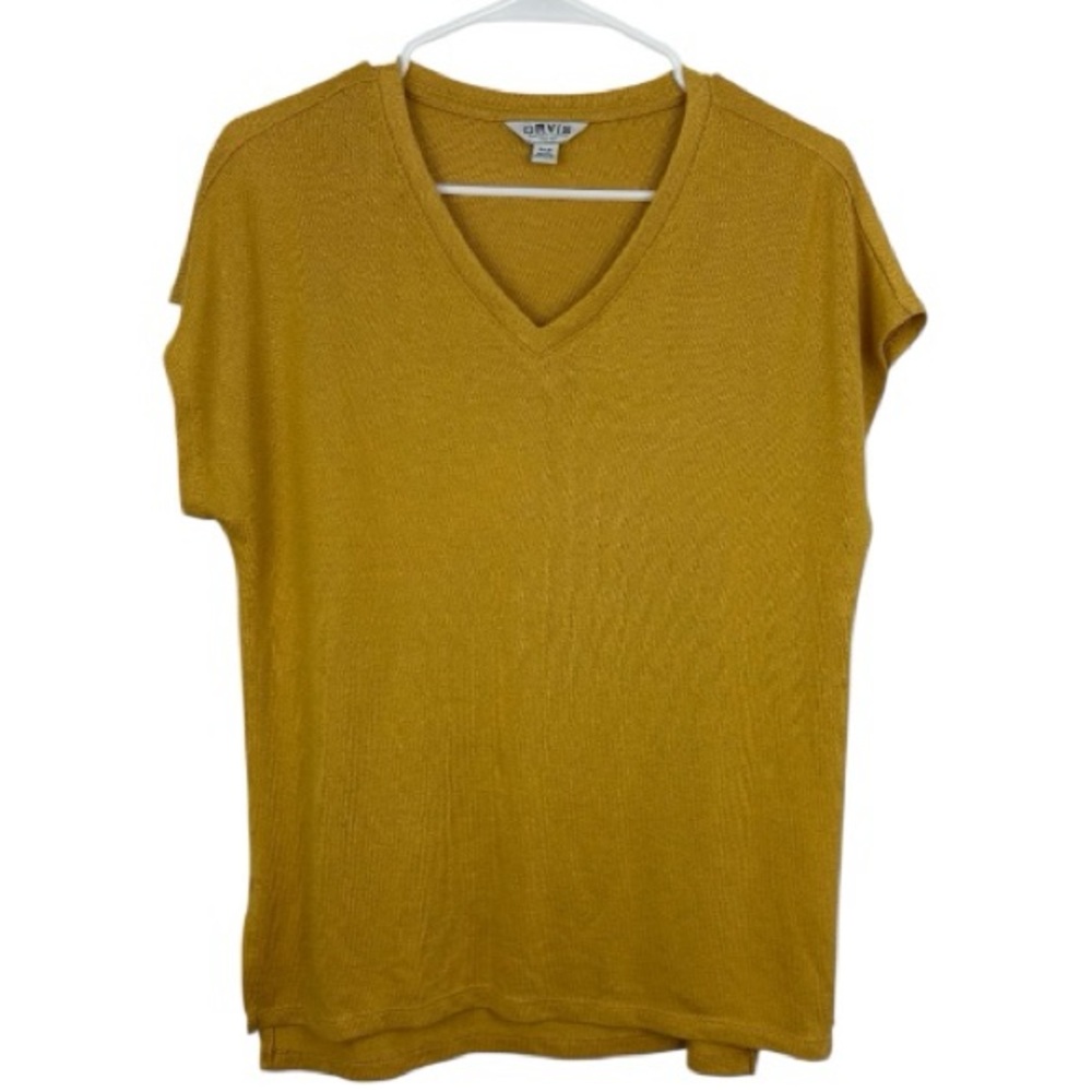 Orvis V-Neck Short Sleeve Top - Mustard Yellow - small flaw - size small